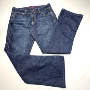 Wrangler QMWZBF Womens 9/10 x 32 Bootcut Jeans Dark Wash Contrast Stitch